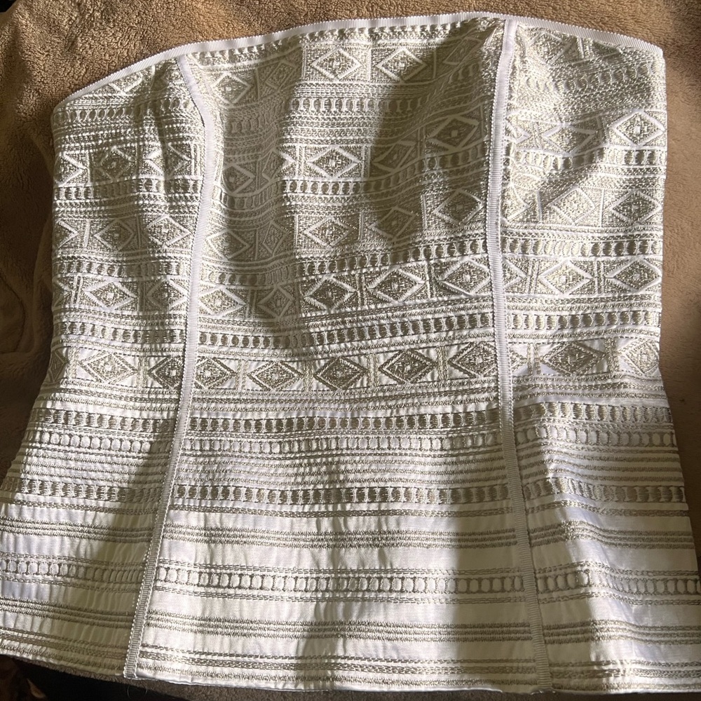 White Strapless Embroidered Bustier Top